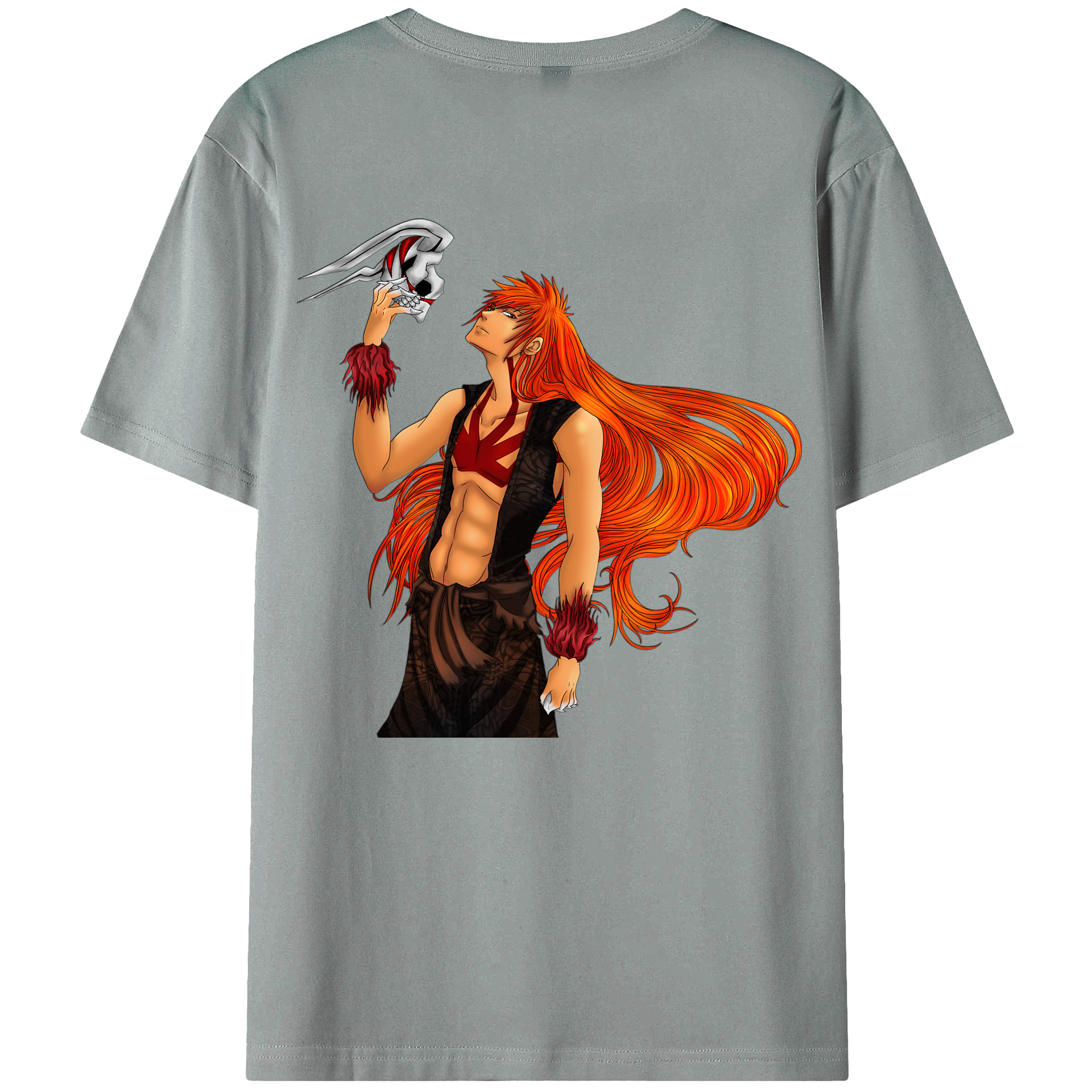 （画像用） ブリーチ 黒崎一護（くろさき いちご）BLEACH Kurosaki Ichigo 綿100％ メンズ半袖Tシャツ（バックプリント） 通気性